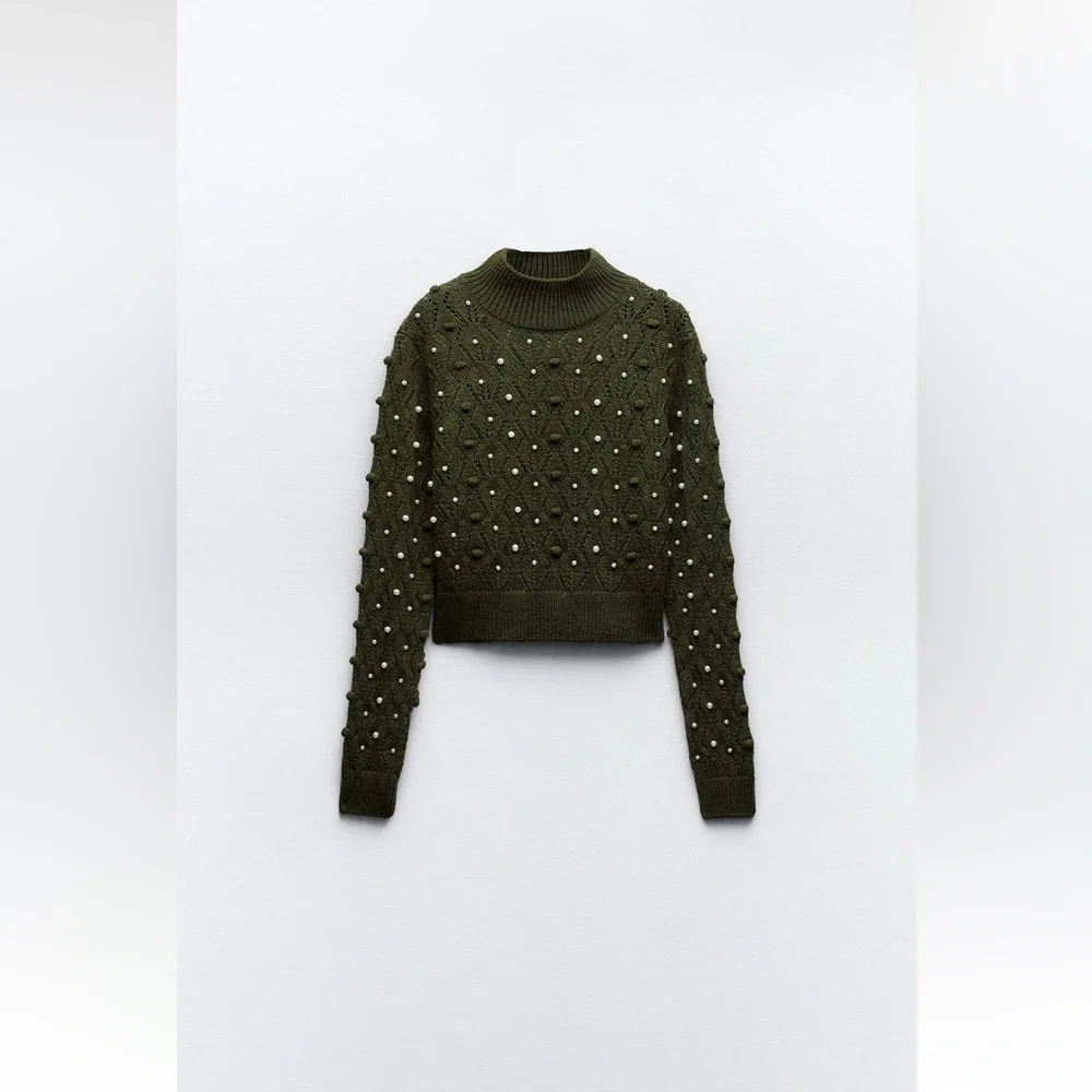 KNIT OPEN BACK PEARLY SWEATER - Picture 8 of 11